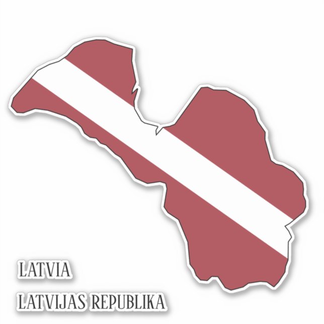 Latvia Flag Map Outline (Front)