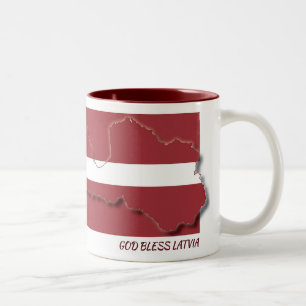 LATVIA FLAG MAP Scripture Customised Two-Tone Coffee Mug