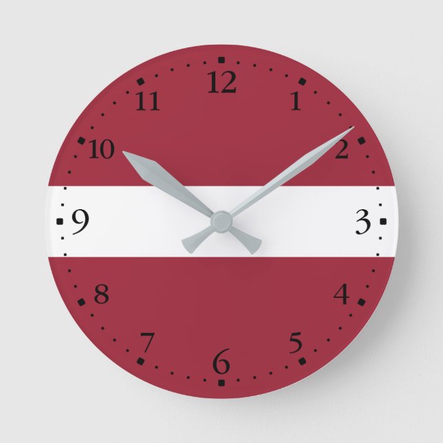 Latvia Flag Round Clock (Front)
