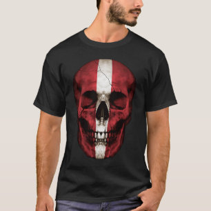 Latvia Flag Skull Latvian Roots Proud Patriotic T-Shirt