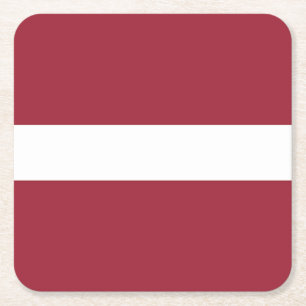 Latvia Flag Square Paper Coaster