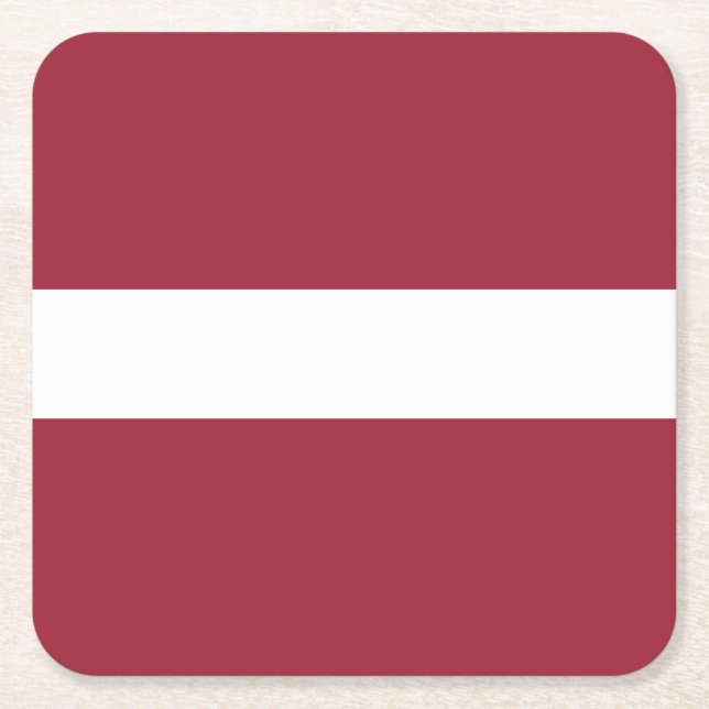 Latvia Flag Square Paper Coaster (Front)