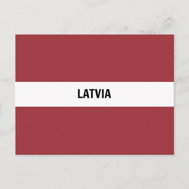Latvia Flag (With Label) Postcard (Front)