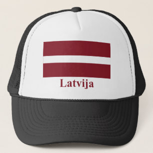 Latvia Flag with Name in Latvian Trucker Hat