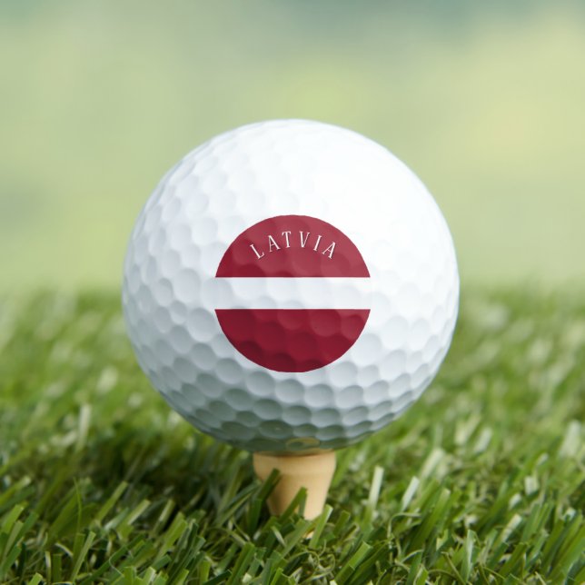 Latvia Flag (with text) Golf Balls (Insitu Tee)