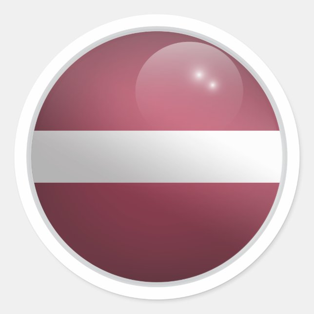 Latvia Glossy Circle Flag Classic Round Sticker (Front)