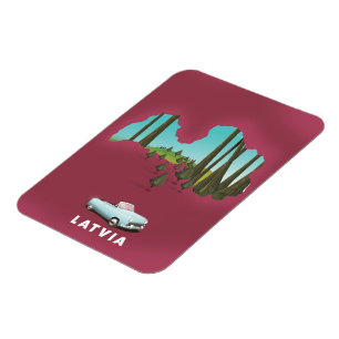 Latvia Illustrated map Magnet