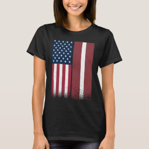 Latvia Latvian American Flags Proud USA Latvia T-Shirt