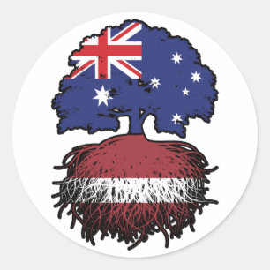 Latvia Latvian Australian Australia Tree Roots Classic Round Sticker