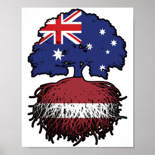 Latvia Latvian Australian Australia Tree Roots Poster