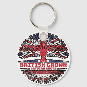 Latvia Latvian Uk United Kingdom British Tree Key Ring