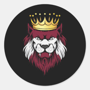 Latvia  Lion King Flag Classic Round Sticker