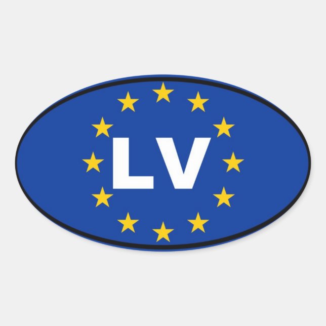 Latvia LV European Union Oval Sticker (Front)