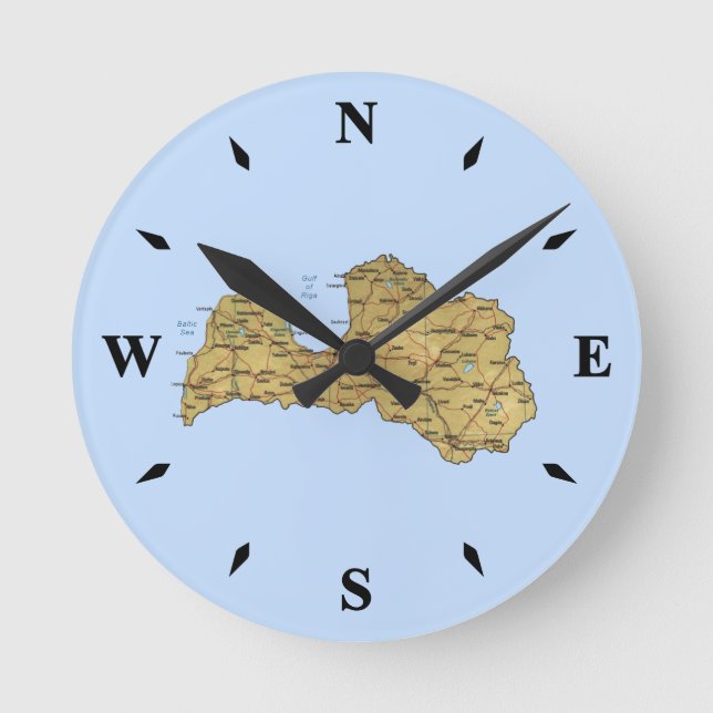 Latvia Map Clock (Front)