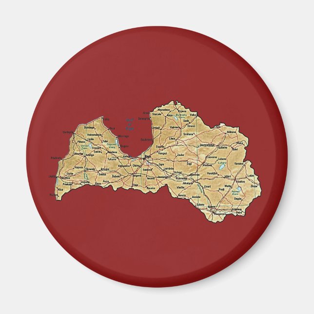 Latvia Map Magnet (Front)