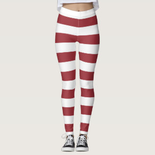 Latvia National Flag Colours Horizontal Striped Leggings
