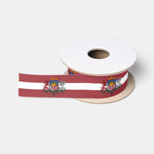 Latvia ribbon, Emblem & Latvian Flag colours Satin Ribbon