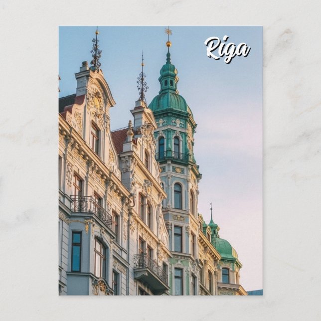 Latvia Riga Art Nouveau Travel Postcard (Front)