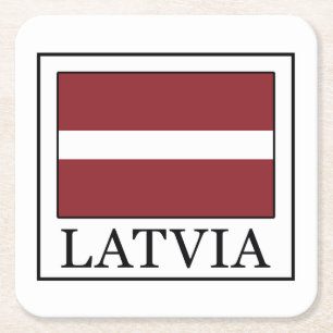 Latvia Square Paper Coaster