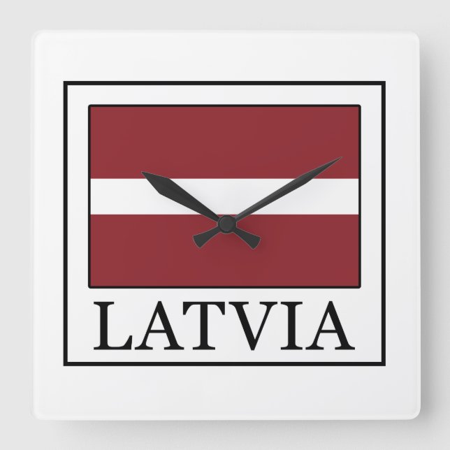 Latvia Square Wall Clock (Front)