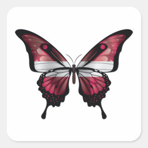 Latvia Swallowtail Butterfly Flag Square Sticker