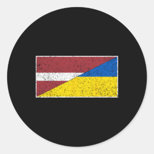 Latvia Ukraine Flag Latvian Ukrainian Nationality Classic Round Sticker