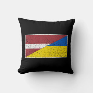 LATVIA UKRAINE FLAG LATVIAN UKRAINIAN NATIONALITY CUSHION