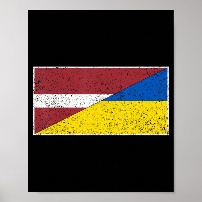 LATVIA UKRAINE FLAG LATVIAN UKRAINIAN NATIONALITY  POSTER (Front)