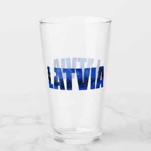 Latvia winter night text with reflection glass