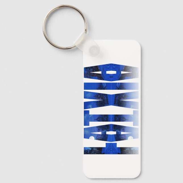 Latvia winter night text with reflection key ring (Front)