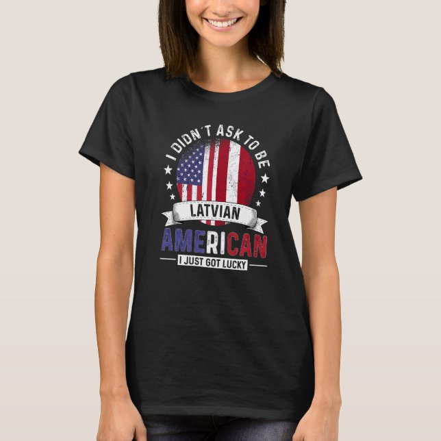 Latvian American Countries Flags Pride Country Lat T-Shirt (Front)