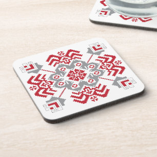 Latvian Auseklis Folk art geometric medallion Coaster