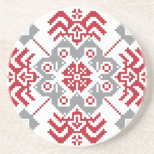 Latvian Auseklis Folk art geometric medallion Coaster