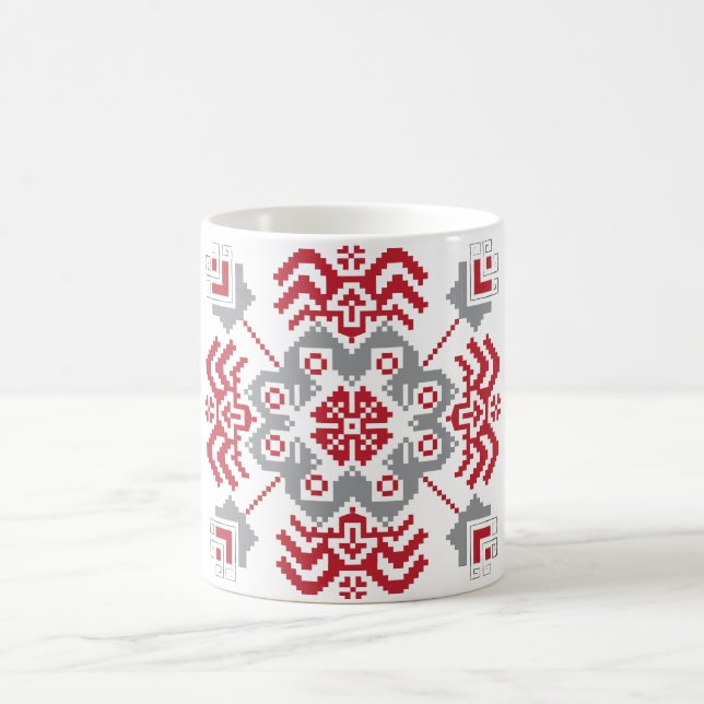 Latvian Auseklis Folk art geometric medallion Coffee Mug (Center)
