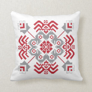 Latvian Auseklis Folk art geometric medallion Cushion