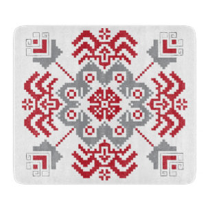 Latvian Auseklis Folk art geometric medallion Cutting Board