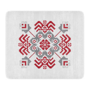 Latvian Auseklis Folk art geometric medallion Cutting Board
