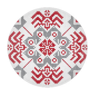 Latvian Auseklis Folk art geometric medallion Cutting Board