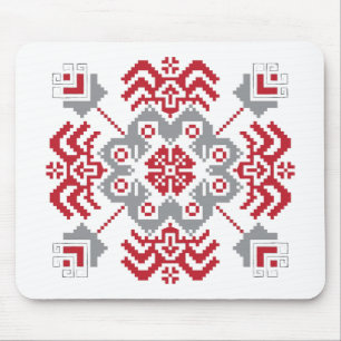 Latvian Auseklis Folk art geometric medallion Mouse Pad