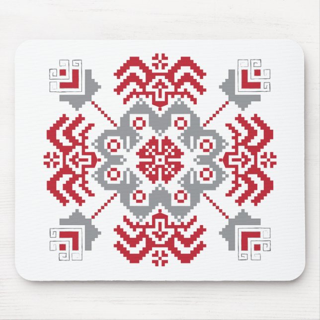 Latvian Auseklis Folk art geometric medallion Mouse Pad (Front)