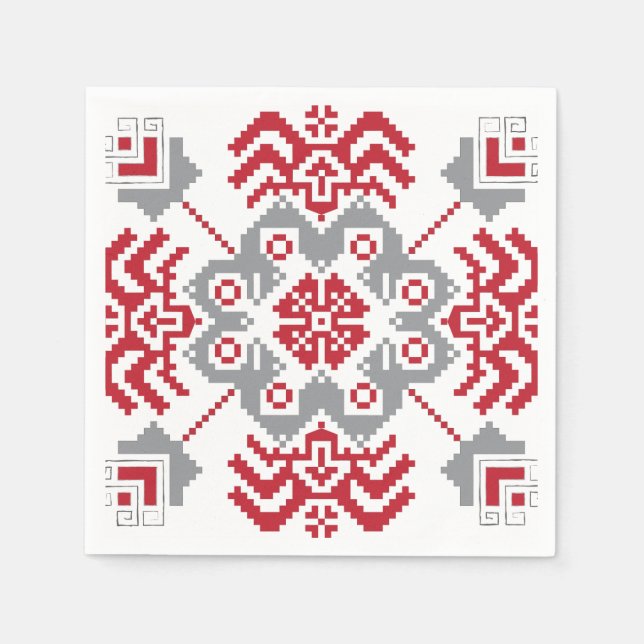Latvian Auseklis Folk art geometric medallion Napkin (Front)