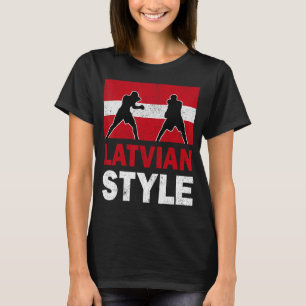Latvian Boxing Vintage Latvia Flag Latvian Boxing T-Shirt