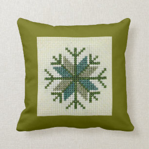 Latvian Cross Stitch Design Throw Pillow