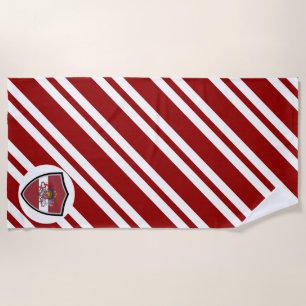 Latvian flag-coat arms beach towel