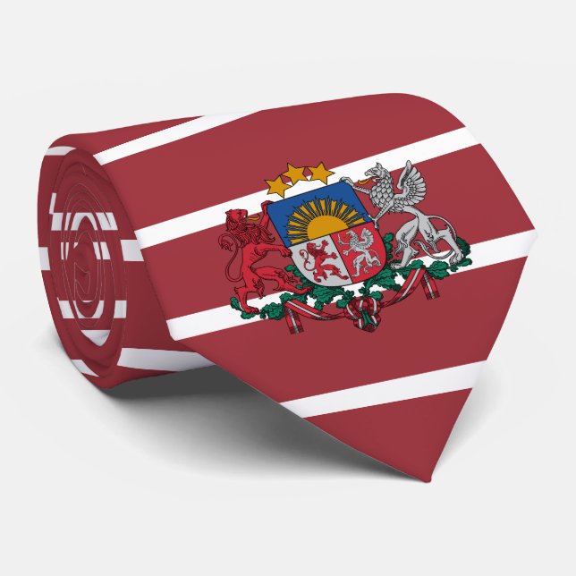 Latvian Flag & Coat of Arms, Flag of Latvia Tie (Rolled)