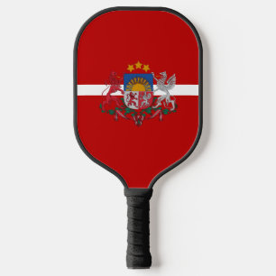 Latvian flag-coat of arms pickleball paddle