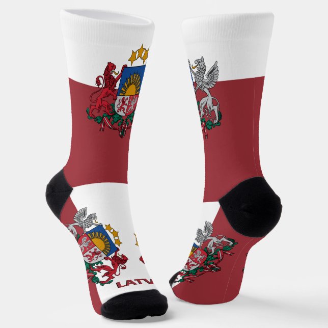 Latvian Flag Patriotic, Sustainable Latvia Premium Socks (Angled)