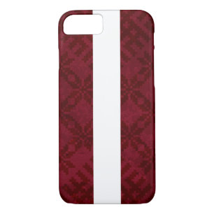 Latvian Flag with Traditional Auseklis Design iPhone 8/7 Case
