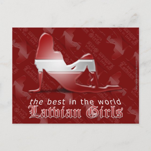 Latvian Girl Silhouette Flag Postcard (Front)