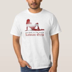 Latvian Girl Silhouette Flag T-Shirt